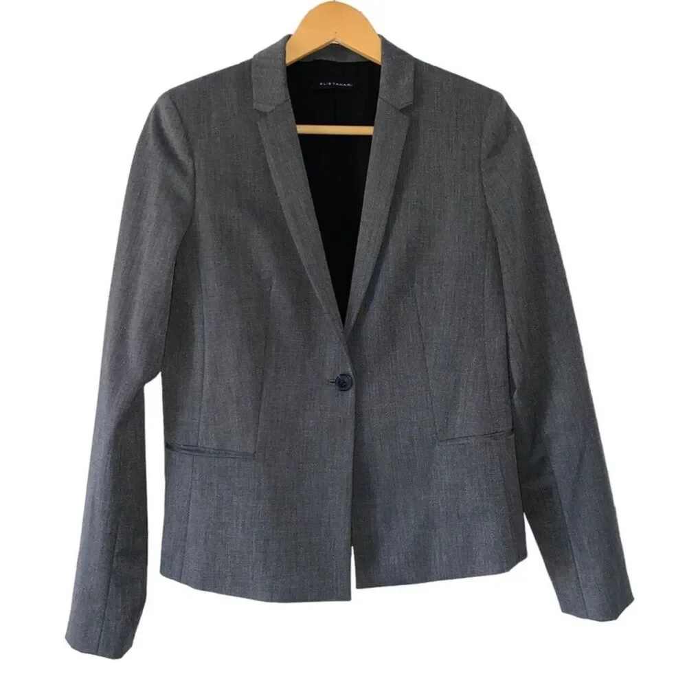 Elie Tahari Blazer Women Size 6 Gray Single Button Jacket Business # - Picture 1 of 3